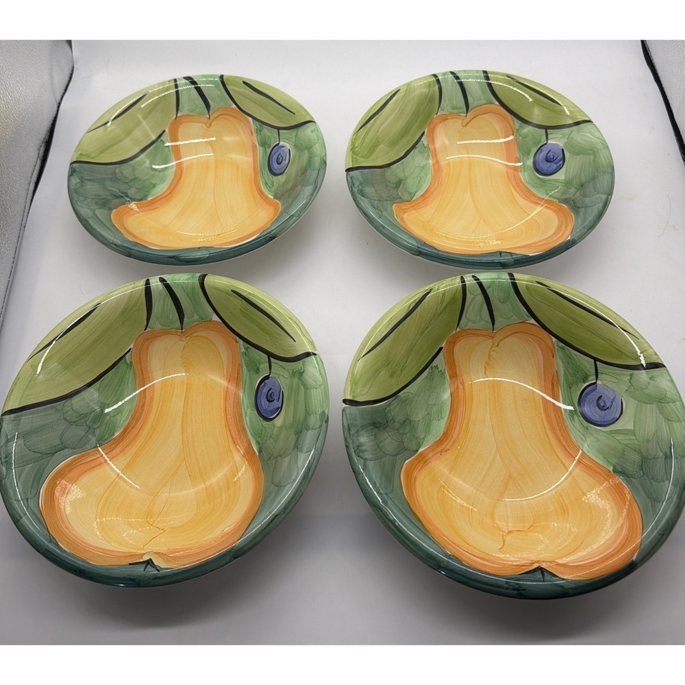 BOB MACKIE Design 2000‎ Fruit Pears 8.5" Bowls Set Of 4